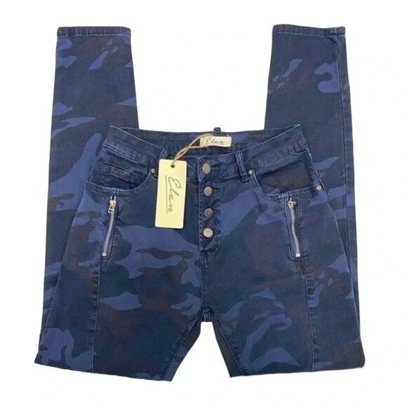 Elan Skinny Jeans Pants Camo Jayme Button Fly  Blue High Rise Women's Size S NEW - Picture 5 of 11